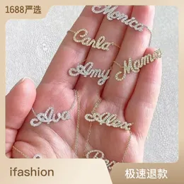 Elmas adı kolye özel el yazısı kişiselleştirilmiş kişiselleştirilmiş kristal kolye kadınlar için zirkonya hediyeleri 220716