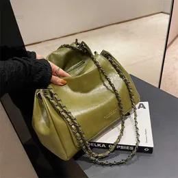 Evening Bags Ladies Casual Shoulder Bag Solid Color Retro Large Bag Fashion Chain Bag Daily Shopping Bag Large Capacity Messenger Bag Sac