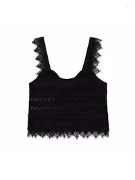 Women's Tanks WXWT Crop Top Women Knit Corset Tops For 2023 Sleeveless Tank Streetwear Backless Sexy Woman