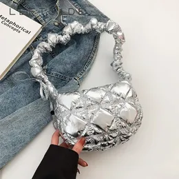 Akşam Çantaları Sol Y2K Tarzı Küçük Pamuk Gümüş Tasarım Kadınlar İçin Koltuklu Çantalar Kore Moda Y2K Omuz Çantası Çanta ve Çantalar 231118