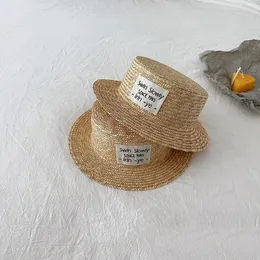 CAPS HATS Sommarbarn Straw Hat With Label Korea Style Wheat Straw Top Hat Boys Girls Sun Visor Hat Sunscreen Holiday Child Beach Hat 230418