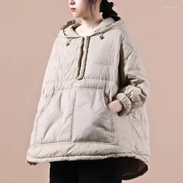 Women's Down Aibeautyer Winter Loose Warm Zipper Coat Snow Outwear Women Hooded Lightweight 90% White Duck Short Jacket