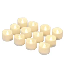 Doftljus 12st flimrande batteri drivs LED TEALight Candles Homemory Flameless Votive Candles för bröllopsbord utomhus Z0418