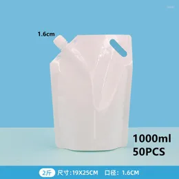 Storage Bags White Big Suction Nozzle Bag Soup Beverage Takeout Package Juice Beer Milk Coffee Liquid Handle 500ml Large Drink Cover