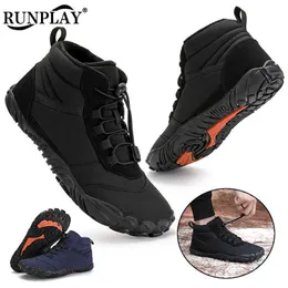 Dress Shoes Men Winter Barefoot Snow Boots Women Warm Fur High Ankle Boots Nonslip Outdoor Hiking Shoes Quick Dry Cotton Shoes Big Size 47 J230417