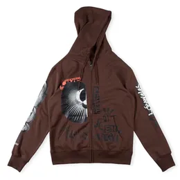 Brown Hoodies Sweatshirts Zipper Hip Hop Men Womens Printed Jacket Superior Fleece Men's Tops 23fw