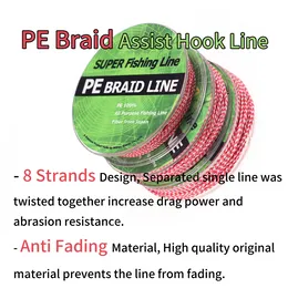 Elllv 10M/ROTOLO 70LB - 200LB 8 Fili PE Intrecciato Assist Ganci Linea Pesca in Acqua Salata Gancio Jigging Fai da Te Esca per Traina Lenza Legata PescaLenze da Pesca Ganci da Jigging