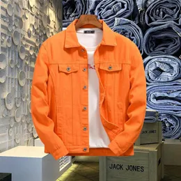 Новые дизайнерские джинсовые куртки Мужские пальто Повседневная куртка Homme Мужская джинсовая куртка Высокого качества Фиолетовый Оранжевый отворот с шеей ковбойская Верхняя одежда Мужская женская одежда Плюс Размер 4XL