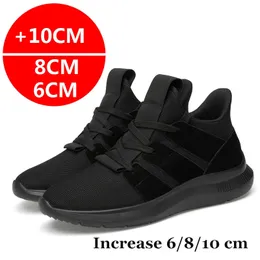 Sukienka buty Summer Men Sneakers siatkowy oddychający winda 68 cm na zewnątrz podwyższony mężczyzna Ukryty obcasy Casual Sport Black 231117