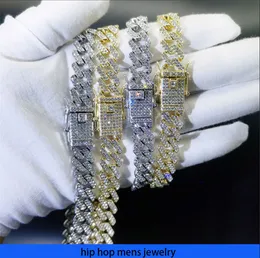 Naszyjnik hip -hopowy do męskiego złotego łańcucha lodowany łańcuchy kubańskie diamentowe bransoletka 10 mm Diamentowe Diamentowe Diamentowe Naszyjnik Hiphop dla mężczyzn i kobiet
