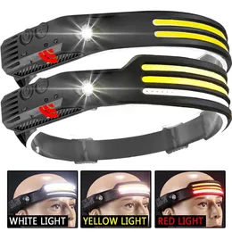 Headlamps LED rechargeable headlights bright flash motion sensors spotlight for camping running hiking 231117