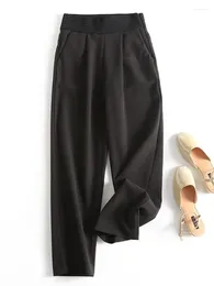 Pantaloni da donna YENKYE Moda Donna Cerniera laterale Vita alta Casual Pantaloni neri dritti femminili Lunghi