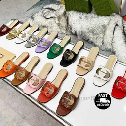 Summer Ladies Slippers Brand Designer Sandals Flat Heel Fashion Versatile Leather Casual Comfort Flip Flop Size 35-44