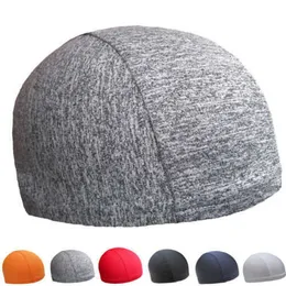 Simningskåpor 2021 unisex solid 8 färger stilfull stretch beanie hatt sport kör cykling mjuk tunn varm bomullskallkapsel simning kepsar p230418