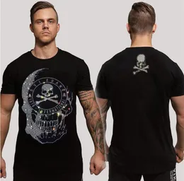 Herren T-Shirts BORUNKE Marke Herren T-Shirts 100 Baumwolle Design Strass T-Shirt Luxus Kurzarm T-Shirts Tops Shirt