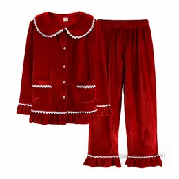 Christmas Family matching outfits girls boys pleuche clothes sets kids lapel single breasted long sleeve tops with pants 2pcs Xmas mommy and me pajamas Z5296