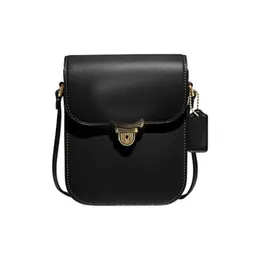 Yüksek kaliteli cep telefonu çanta stüdyosu 14 düz renkli inek deri klasik logo itme düğmesi açık ve yakın flip omuz çantası çapraz bag mini kadın siyahı