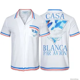 Designer Men's Casual Shirts Luxury Beach shirt Casablanca High Street Fashion Swan Print Loose Casual Short Sleeve Shirts Men Women