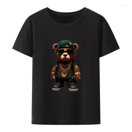 Camisetas masculinas Urso fofo de riqueza y2k algodão camisetas hipster de manga curta