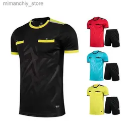 Colecionável Reree Futebol Jerseys Adulto Uniformes de Futebol Camisa Curta Seve Juiz Camisas de Futebol Shorts Árbitro Futebol Rerees Jersey Q231118