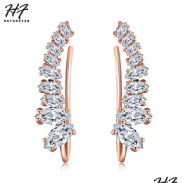 Stud Luxury Shining Angle Wing Ear Cuff Earrings For Women Cubic Zirconia Rose White Gold Color Fashion Jewelry E791 E792 Dr Dhgarden Otmzb