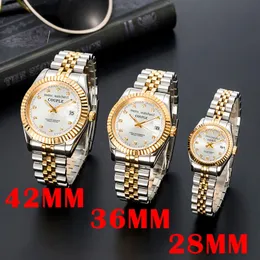 Mens automatisches Gold mechanische Uhren Frauen kleiden volle Edelstahl-Saphir-wasserdichte leuchtende Paar-Armbanduhren