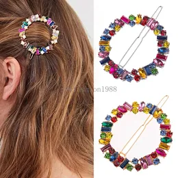 Fermaglio per capelli con strass lucidi Forcine per capelli in cristallo colorato dolce Donne eleganti Copricapo per ragazze Accessori per capelli squisiti Regalo del festival