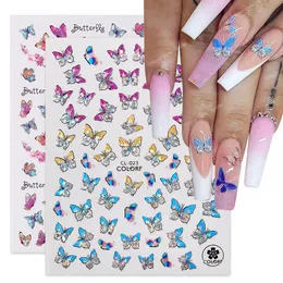 Pink Holographics Laser Bronzing 3D Butterfly Nail Art Stickers Adhesive Sliders DIY Nail Transfer Decals Foils Wraps Decoration Nail ArtStickers Decals Nail Art