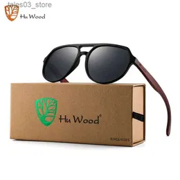 Sunglasses HU WOOD Polorized Sunglasses Men Luxury Brand Vintage Glasses New Design Wood Pilot Sun Glasses Driving Glasses Style GR8049 Q231120