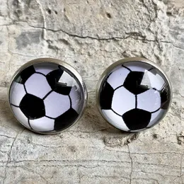 Personalized Latest Design Baseball Volleyball Soccer Glass Stud Earring Time Gem Cabochon Earrings