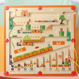 Wystrój ścian Dzieci drewniany kolor magnetyczny i liczba labirynt edukacja zabawki pasujące do prezentu Montessori dla dzieci 231117