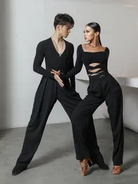 Stage Wear Zymdancestyle Var med dina par Look Byxor #20818 Latin Dance For Men and Women Black Light Blue Zym Logo Pants