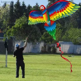 Akcesoria latawców Nowe latawiec Animal Kite Kids Realistic Big 3D Parrot Kite Flying Game Outdoor Sport Toy z 100 m linii 231118