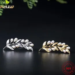 Pins Brooches Real 925 Sterling Silver Jewelry Olive Branch Pearl Brooches For Women Handmade Brooch Original Design Luxury Femme Accessories 231118