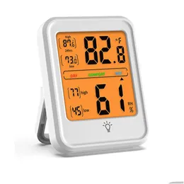 Hushållens termometrar Hem inomhus hygrometer LED Nattljus Display Elektronisk digital termometer Kylmagnet Dro Dhgarden DH3Z0