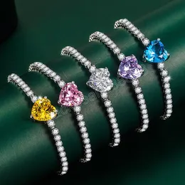 Luxury Heart Shape Crystal Bracelet For Women Fashion Heart Chain Bracelets Rhinestone Bangle Wedding Bridal Jewelry Accessories