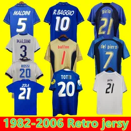 1982イタリーズクラシックレトロサッカージャージロッシロッシ1990 1994 1998 R.Baggio Maldini Totti Del Piero 2000 2006 Pirlo Inzaghi Cannavaro Materazzi Nesta Buffon Footbal Shirt