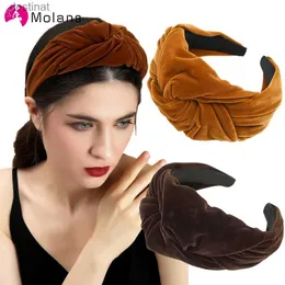 Headbands Molans Knotted Headband para mulheres largas hairbands veludo laços meninas cor sólida cabelo hoop moldura headdress acessórios de cabelo l231118