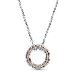 الفاتيكان Pandoras Emperor S925 Sterling Silver Round Full Diamond Double Ring قلادة ملونة مع Diamond Open Pandoras Necklace Pandoras Box