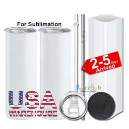 US CA Warehouse 20oz Sublimation Tumbler Blank Stainless Steel Tumbler Diy avsmalnande koppar Vakuumisolerade 600 ml biltumbler Kaffemuggar 2-5 Leverans BB0418