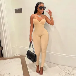 Women's Jeans s Sheath Slim Body Shaping Club Wear Sexy Strapless Jumpsuit Women Hipster Solid Baddie Style Camisole 231118