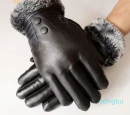 Faux Leather Gloves Winter Touch Screen Slip Plus Velvet Thick Warm Waterproof Cold Riding Cycling Outdoo