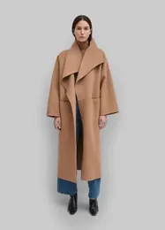 Kvinnors ull blandar totem* ull long coat annecy serie ullrock silhuett sida slits lapel lång kappa för kvinnor stor storlek ankomst vår 231117