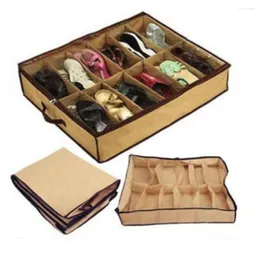 Förvaringspåsar 12 par skor arrangörshållare container under låda garderob houder säng opslag för tofflor sko