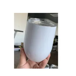 تسامي النبيذ tumblers 12oz أكواب النبيذ من الفراغات على شكل بيض يمكن أن تدمر الفولاذ المقاوم للصدأ تسامي Tumblers زجاجات المياه bj