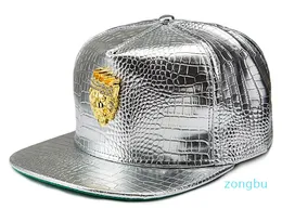 Regulowana czapka piłka snapback men kobiety pu skórzane czapki hiphopowe krokodyl zboża skórzana snap