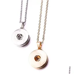 Pendant Necklaces Pendant Necklaces Sier Plated 12Mm 18Mm Snap Button Necklace For Women Ginger Snaps Buttons Jewelry Drop Delivery Pe Dhh2E