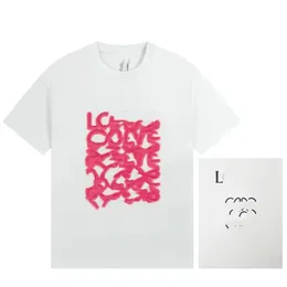 Herren T-Shirt Markendesigner 2023 Europa und Amerika High Street Luo Neon Stickerei Fluoreszierendes Pulver Loe Herren und Damen Rundhals Kurzarm Vielseitige Geschenkbox