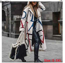 Women's Wool Blends New 2023 Spring Autumn Women's Overcoats Matching Plaid Long Sle Lapel Coat Printed Woolen Coat Women Clothes Fe CoatsL231118