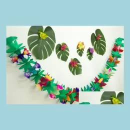 Banner bayrakları yenilik colorf doku çiçek çelenk luau parti yaz plajı dekorasyon Hawaii 3 metre kağıt çelenkler dhl0h teslim